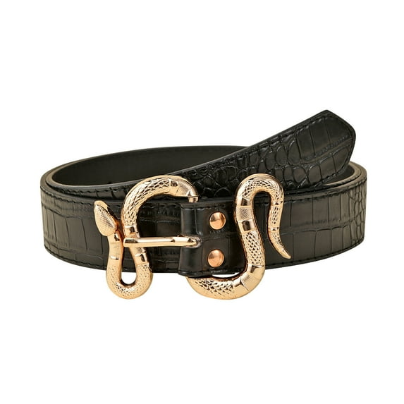Prolriy Belts for Women Leather Belt Thin Fashion Women Waist Design Buckle Waistband Belt Womens Belt Black One Size