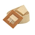 thumbnail image 1 of Prolriy Belts for Women, Women Belts for Dresses Elastic Rattan Waist Band with Wood Buckle Womens Belt White One Size, 1 of 3