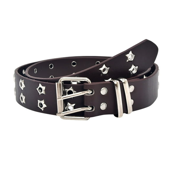 Prolriy Belts for Women, Women Solid Retro Fashion Wide Waist Double Breasted Eyelet Cool Decorative Pants Belt Womens Belt Coffee One Size