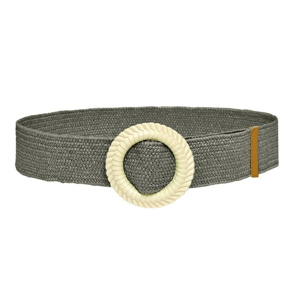 Prolriy Belts for Women, Women Solid Woven Elastic Casual Summer Belt Stretch Belt with Wooden Buckle Womens Belt Army Green One Size