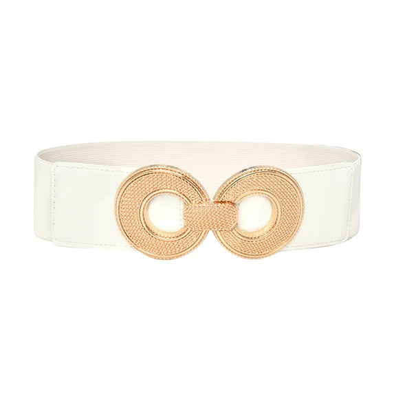 Prolriy Belts for Women, Women Stretchy Belt for Dresses Vintage Elastic Wide Waist Belt Womens Belt White One Size