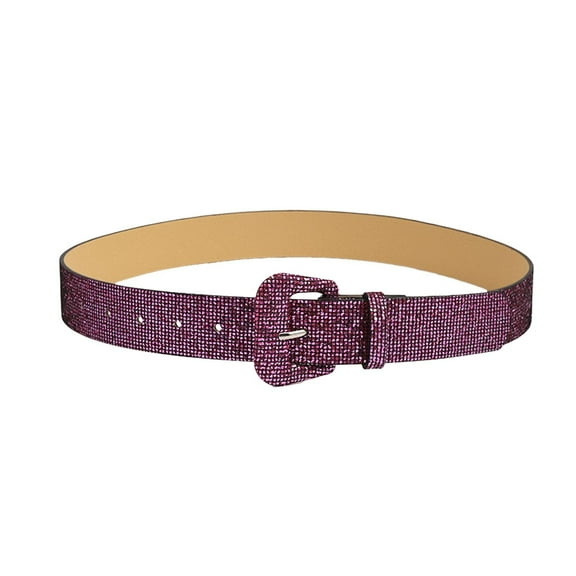 Prolriy Belts for Women, Women's Plaid Shiny Bag Buckle Wide Belt Retro Pu Decoration Needle Buckle Belt Womens Belt Hot Pink