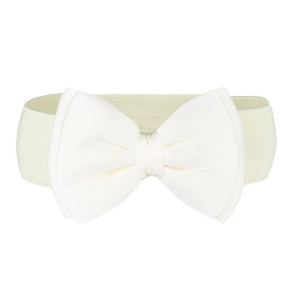 Prolriy Belts for Women, Womens Stretch Belt Bow Belt Stretch Ladies Dress Bow Belt Womens Belt Beige L