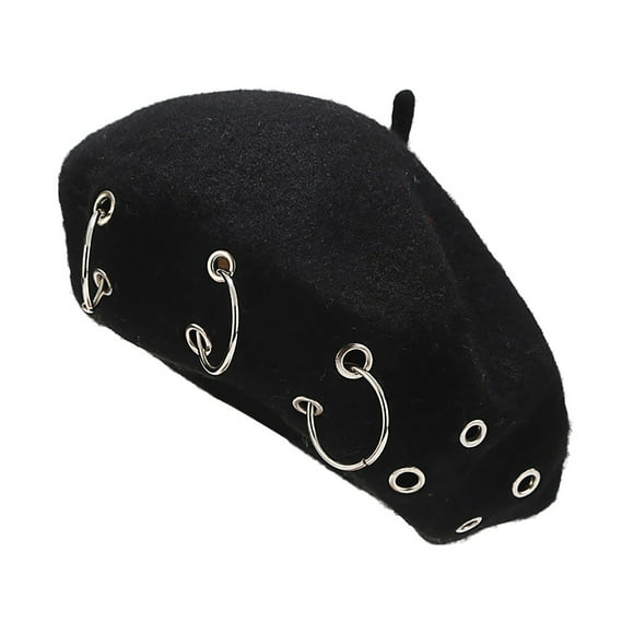 Beret Hats for Women Fashion Women's Solid Ring Vintage Painter Hat Beret Hat Cap Boinas Para Mujer Black