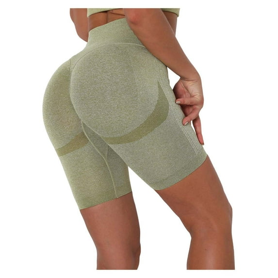 Prolriy Biker Shorts Women High-Waist Running Pants Women's Fitness Yoga Sports Hip-Lifting Yoga Pants Womens Shorts Gym Workout Shorts for Women Army Green M