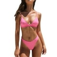 thumbnail image 1 of Prolriy Bikini Sets for Women Swimwear Solid Bikini Two Push Women Set Swimsuit Padded Up Swimwears Tankinis Set Womens Swimsuits Pink XL, 1 of 3