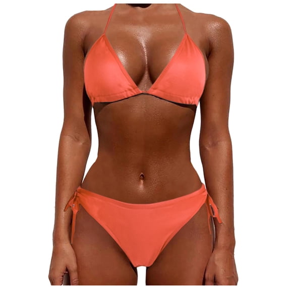 Prolriy Bikini Sets for Women Up Swimsuit Two Size Women Push Beachwear Bikini Plus Sets Swimwears Tankinis Set Womens Swimsuits Orange M