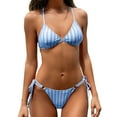 thumbnail image 1 of Prolriy Bikini Sets for Women, Women Stripe Triangle Bikinis Swimsuit Brand Up Bikini Set Two Beach Bathing Suit Swimwear Womens Swimsuits Sky Blue M, 1 of 6