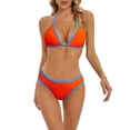 thumbnail image 1 of Prolriy Bikini Sets for Women, Women's Fashion Color Block Bikini Swimsuit Set with Padded Pads Womens Swimsuits Orange L, 1 of 4