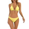 thumbnail image 1 of Prolriy Bikini Sets for Women, Women's Fashionable and Sexy Solid Color Bikini Swimsuit Set with Breast Pads Womens Swimsuits Yellow M, 1 of 4