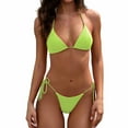 thumbnail image 1 of Prolriy Bikini Sets for Women, Women's Lace Mesh String Bikini Strap Backless Two Swimsuit Womens Swimsuits Green XL, 1 of 8