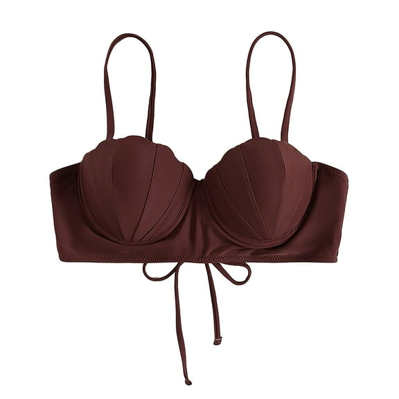 Prolriy Bikini Top Strappy Seashell Bikini Top Push Up Bathing Suit Tops for Women with Underwire Swimsuit Tops Swim Bras for Women Red M
