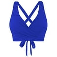 thumbnail image 1 of Prolriy Bikini Top Women Lace Up Swimwear Tops Underwire Full Coverage Bikini Top Push Up Swim Crop Top Tie Back Bathing Suit Tops Swim Bras for Women Blue S, 1 of 4