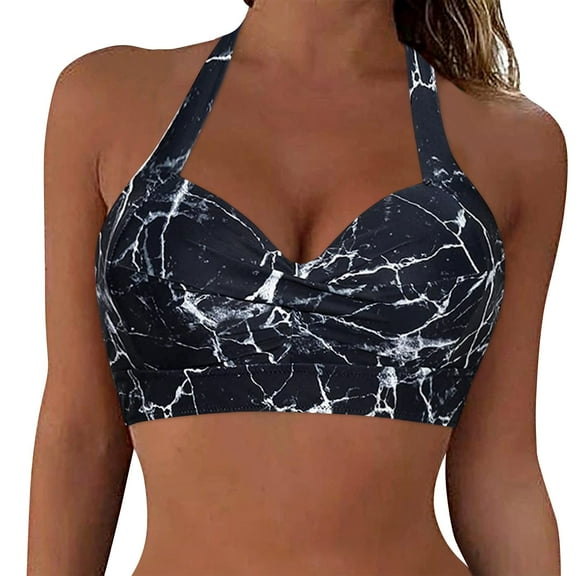 Prolriy Bikini Top Women Lace Up Swimwear Tops Underwire Full Coverage Bikini Top Push Up Swim Crop Top Tie Back Bathing Suit Tops Swim Bras for Women Bronze L