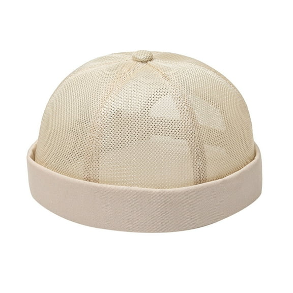 Prolriy Brimless Caps Hats for Men Solid Cap Mesh Quick Drying Adjustable Breathable Sport Outdoor Hip Hop Cap Mens Hats Beige One Size