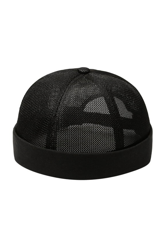 Brimless Caps Hats for Men Solid Cap Mesh Quick Drying Adjustable Breathable Sport Outdoor Hip Hop Cap Mens Hats Black One Size