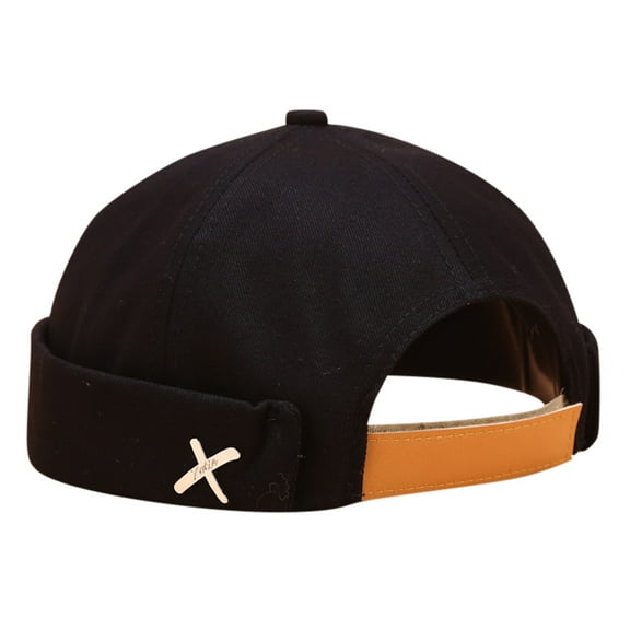 Prolriy Brimless Caps Hats for Men Women Hat Cap Casual Sailor Mechanic Brimless Solid Color Hat Mens Hats Black