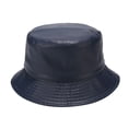 thumbnail image 1 of Prolriy Bucket Hat Light Plate PU Leather Fisherman Hat Women's Pure Color Simple Basin Hat Outdoor Versatile Sunshade Hat Hats for Women Navy, 1 of 2
