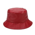 thumbnail image 1 of Prolriy Bucket Hat Light Plate PU Leather Fisherman Hat Women's Pure Color Simple Basin Hat Outdoor Versatile Sunshade Hat Hats for Women Red, 1 of 2
