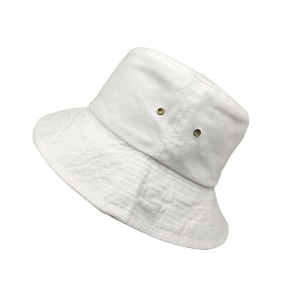 Prolriy Bucket Hat Unisex Washed Old Shade Solid Color Breathable Hole Hollow Denim Fisherman Hat Hats for Men Women White