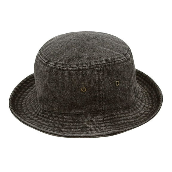 Prolriy Bucket Hat Washed Cotton Denim Bucket Hat Fisherman's Hat 1Pcs Hats for Men Women Black L