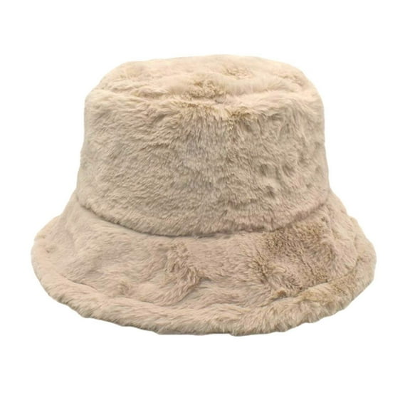 Prolriy Bucket Hats for Woman, Womens Solid Color Winter Thermal Windproof Bucket Fisherman Hat for Women for Girls Bucket Hat Beige2 M