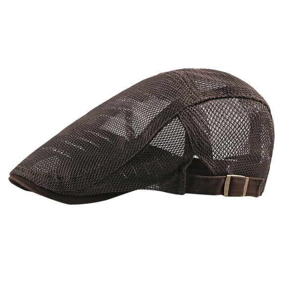 Prolriy Cabbie Beret Hats for Men Adult Newsboy Summer Beret Cap Mesh Cabbie Breathable Adjustable Hat Flat Baseball Caps Mens Hats Coffee