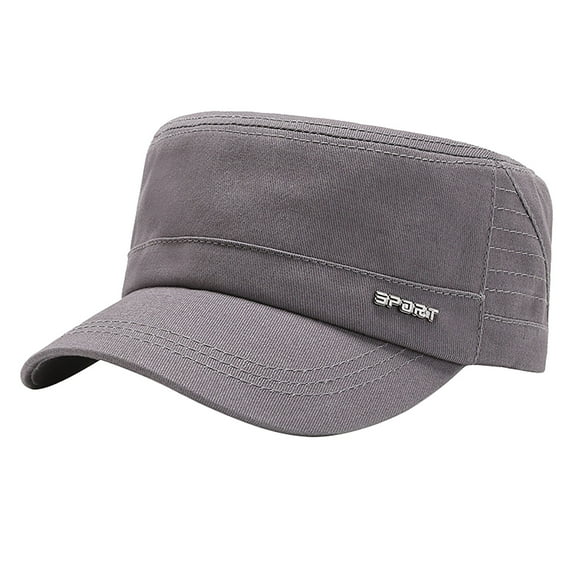 Prolriy Cadet Hats for Men Cheers.Us Men Cotton Cap Cadet Hat Trucker Dad Hat Flat Top Adjustable Classic Baseball Cap Mens Hats Grey