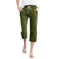 thumbnail image 1 of Prolriy Capri Pants for Women, Women High Waisted Wide Leg Pants Fashion Drawstring Elastic Trousers Comfy Straight Leg Long Pants with Pockets Women's Pants Army Green L, 1 of 5