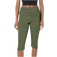 thumbnail image 1 of Prolriy Capri Pants for Women, Womens Pants for Summer Cropped High Waist Yoga Pants Comfy Stretchy Leggings Workout Compression Pants Women's Pants Army Green L, 1 of 4