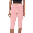 thumbnail image 1 of Prolriy Capri Pants for Women, Womens Pants for Summer Cropped High Waist Yoga Pants Comfy Stretchy Leggings Workout Compression Pants Women's Pants Pink XL, 1 of 4