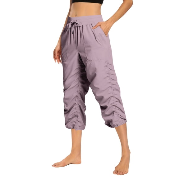 Prolriy Capri Pants for Women Lightweight Outdoor Hiking Pants with Pockets Soft Cargo Women's Pants Purple XXL