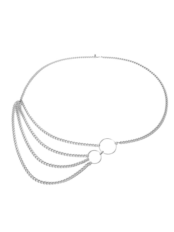 Chain Belts for Women, Women's Waistband Chain Decorative Belt Body Long Tassel Waist Chain Belt Womens Belt Silver