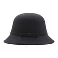 thumbnail image 1 of Prolriy Church Hats for Women, Womens 1920S Bucket Cloche Hat Winter Faux Wool Crushable Bowler Hat Vintage Cloche Round Hat Cloche Fedora Hats for Women Black, 1 of 3
