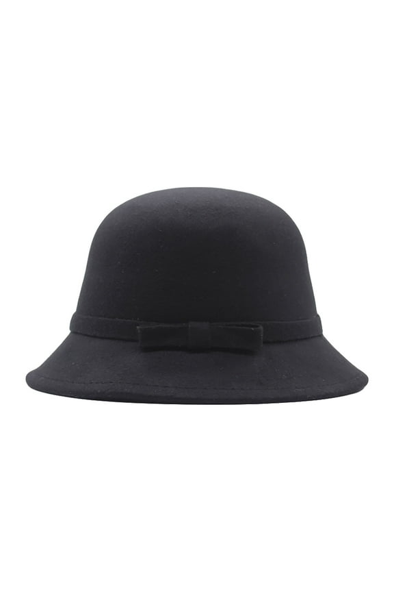 Church Hats for Women, Womens 1920S Bucket Cloche Hat Winter Faux Wool Crushable Bowler Hat Vintage Cloche Round Hat Cloche Fedora Hats for Women Black