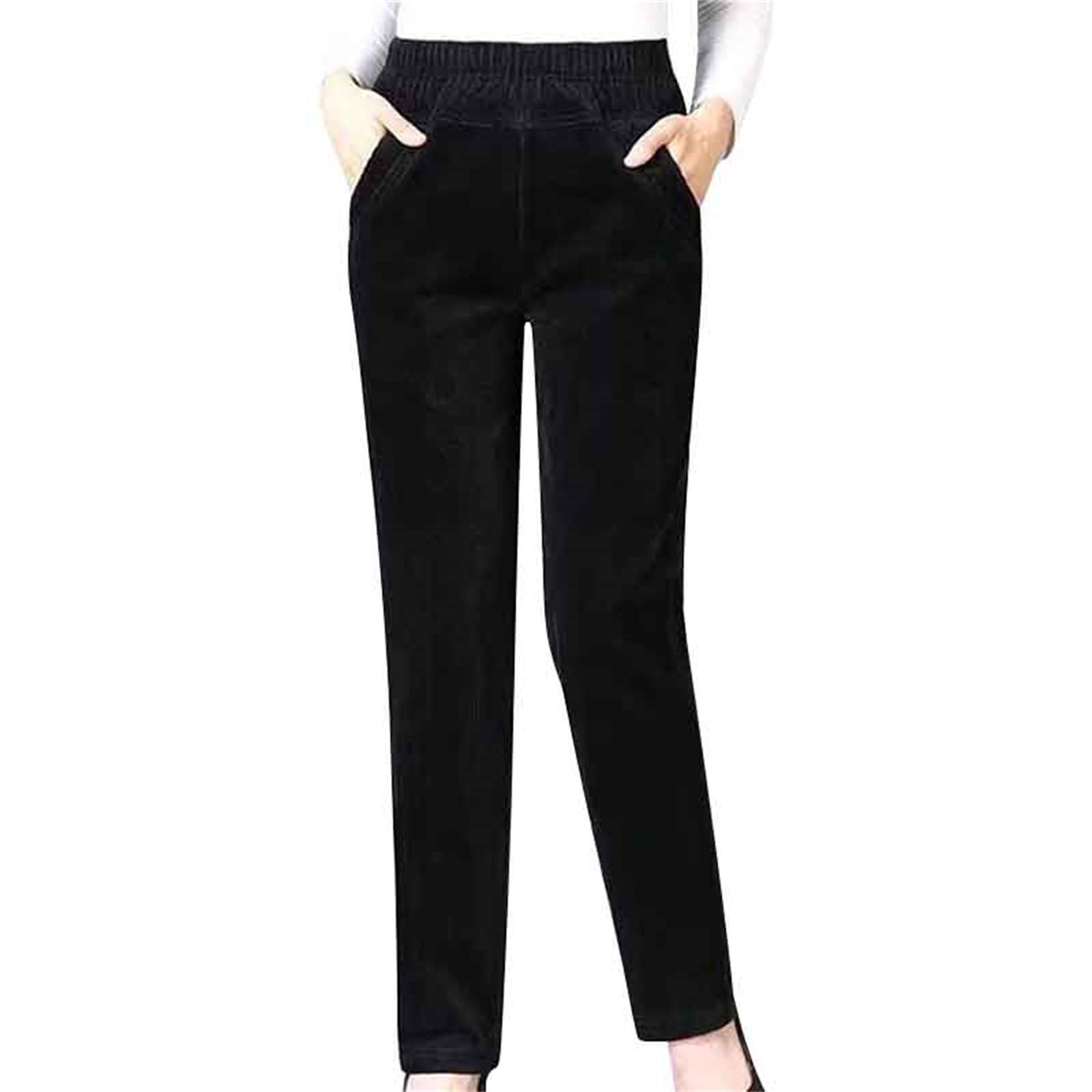 Prolriy Corduroy Pants Women Fleece Lined Leggings Women High Waisted ...