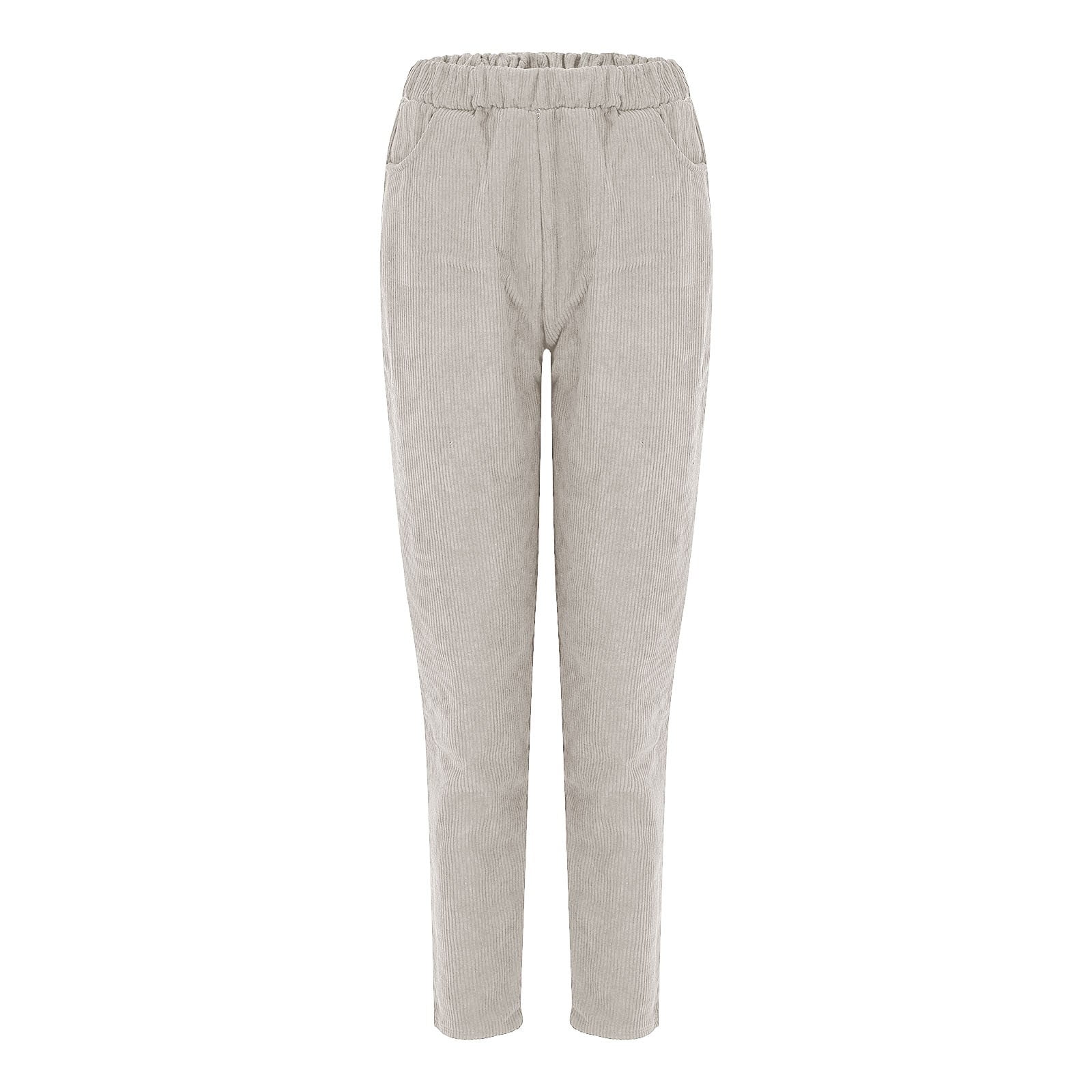 Women Beige Corduroy Straight Pants