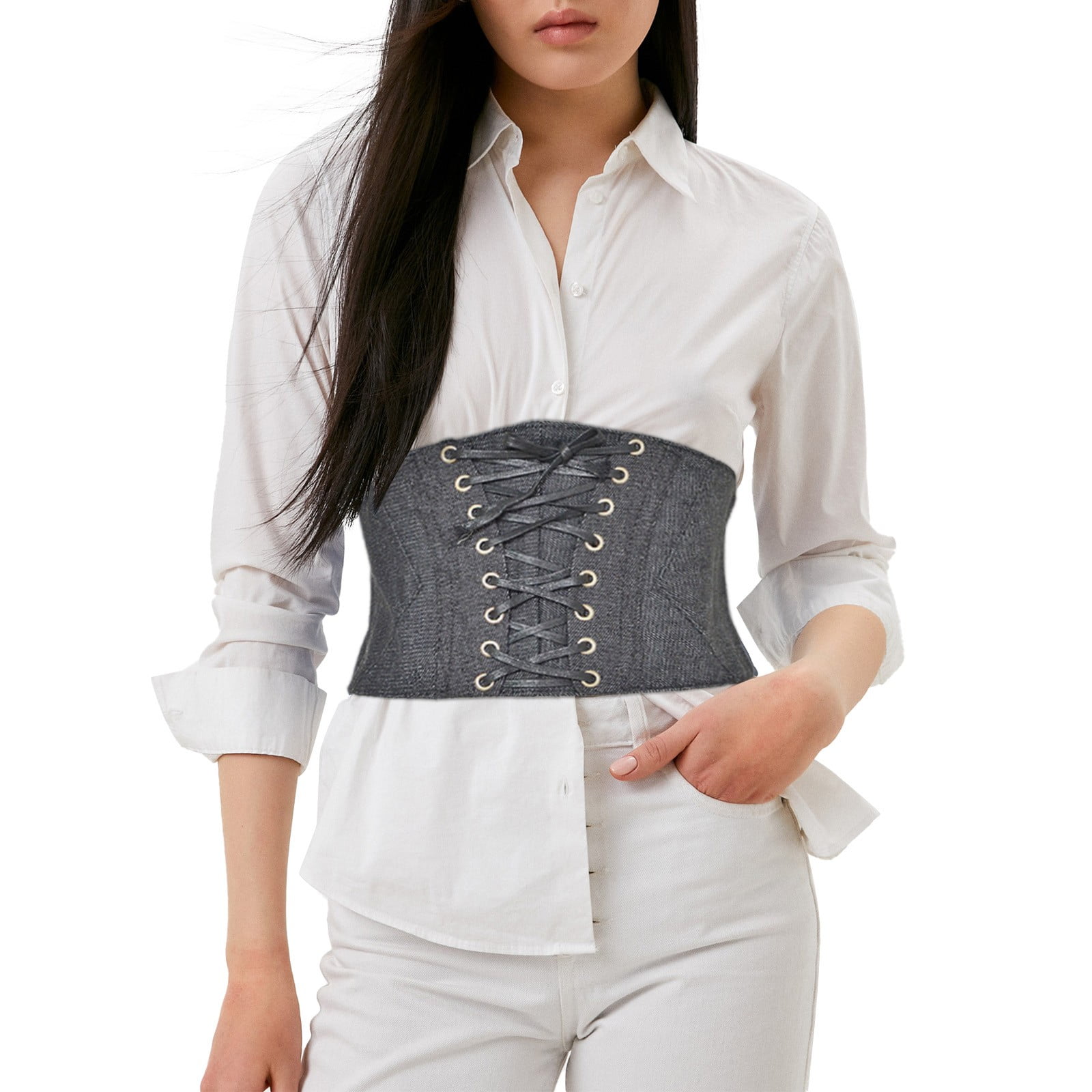 black denim corset belt