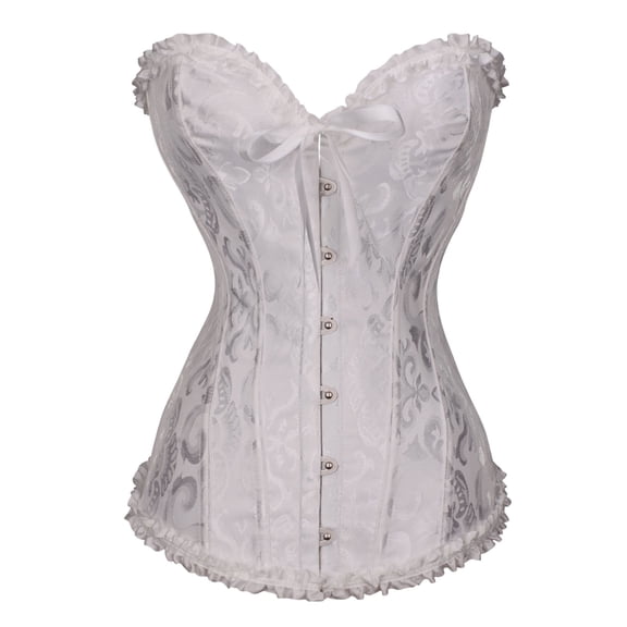 Prolriy Corset Shapewear Women's Lace Corset Satin Corset Cutting Push-Up Belt Waist Trainer Fat Burner Corset Tops for Women Girdles for Women Body Shaper White XXXXL