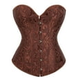 thumbnail image 1 of Prolriy Corset Tops for Women, Women's Bustier Corset Top Sets Black Satin Waist Cincher Plus Size Gothic Tops Womens Tops Coffee XXXXL, 1 of 2