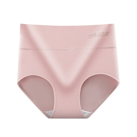 Prolriy Cotton Underwear for Women, Women's High Waisted Underwear Cotton Soft Full Coverage Briefs Pantie Womens Underwear Pink L