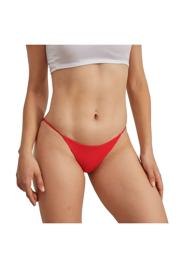Cotton Underwear for Women, Women's Solid Color String Bikini Panty Stretch Briefs Womens Underwear Red M