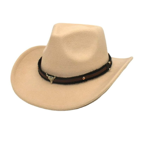 Prolriy Cowboy Hat Adult Casual Outdoors Summer Cowboy Cap Light Sunshade Jazz Beach Hat Cap Hats for Men Cowgirl Hat Beige