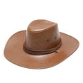 thumbnail image 1 of Prolriy Cowboy Hat Men Adult Sun Solid Fashion Western Cowboy Hat Leather Windproof Hat, Hats for Men Khaki One Size, 1 of 2