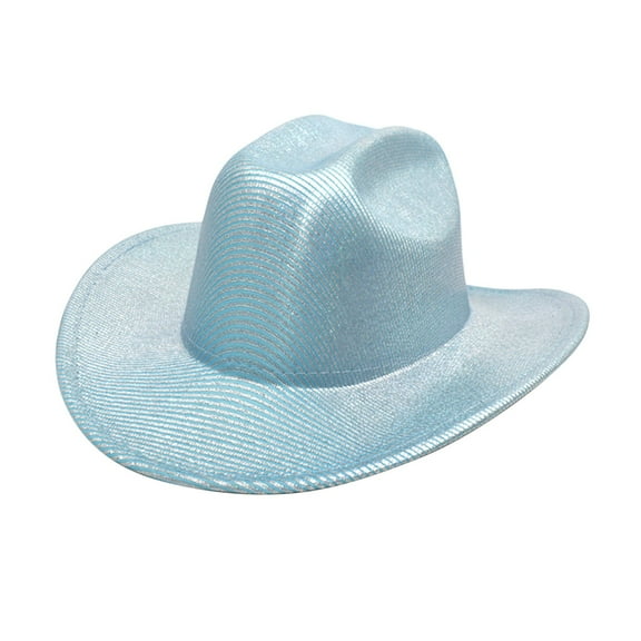 Prolriy Cowboy Hat Women's Big Brim Cowboy Hat Western Bowler Hat Cowboy Hats for Women Blue M
