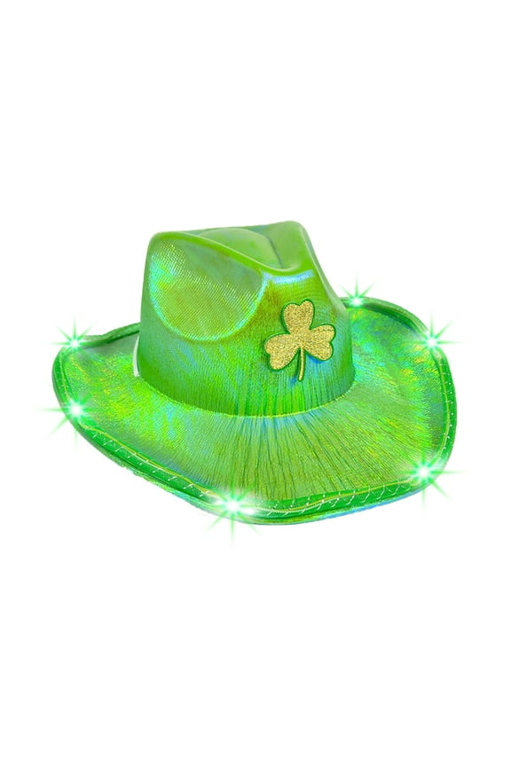 Cowboy Hats for Women Irish for Women Irish 4 St. Day Hat Wide Brim Hats Green Hat Containing Lights That Can Light St Patricks Day Hat D