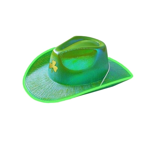 Prolriy Cowboy Hats for Women Irish for Women Irish 4 St. Day Hat Wide Brim Hats Green Hat Containing Lights That Can Light St Patricks Day Hat E