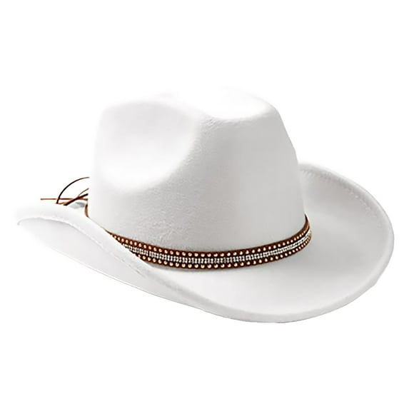 Prolriy Cowboy Hats for Women, Women's Big Brim Cowboy Hat Western Bowler Hat Cowgirl Hat Womens Hats White