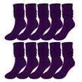 thumbnail image 1 of Prolriy Crew Socks for Women 5 Pairs Soild Color Socks Women Thigh High Boot Socks Soft Scrunch Socks Womens Socks Purple2, 1 of 1