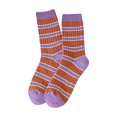 thumbnail image 1 of Prolriy Crew Socks for Women Casual Cute Striped Knitted Color Contrast Socks Womens Socks Purple, 1 of 3